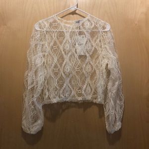 Off White Organza Blouse with Full Sleeves